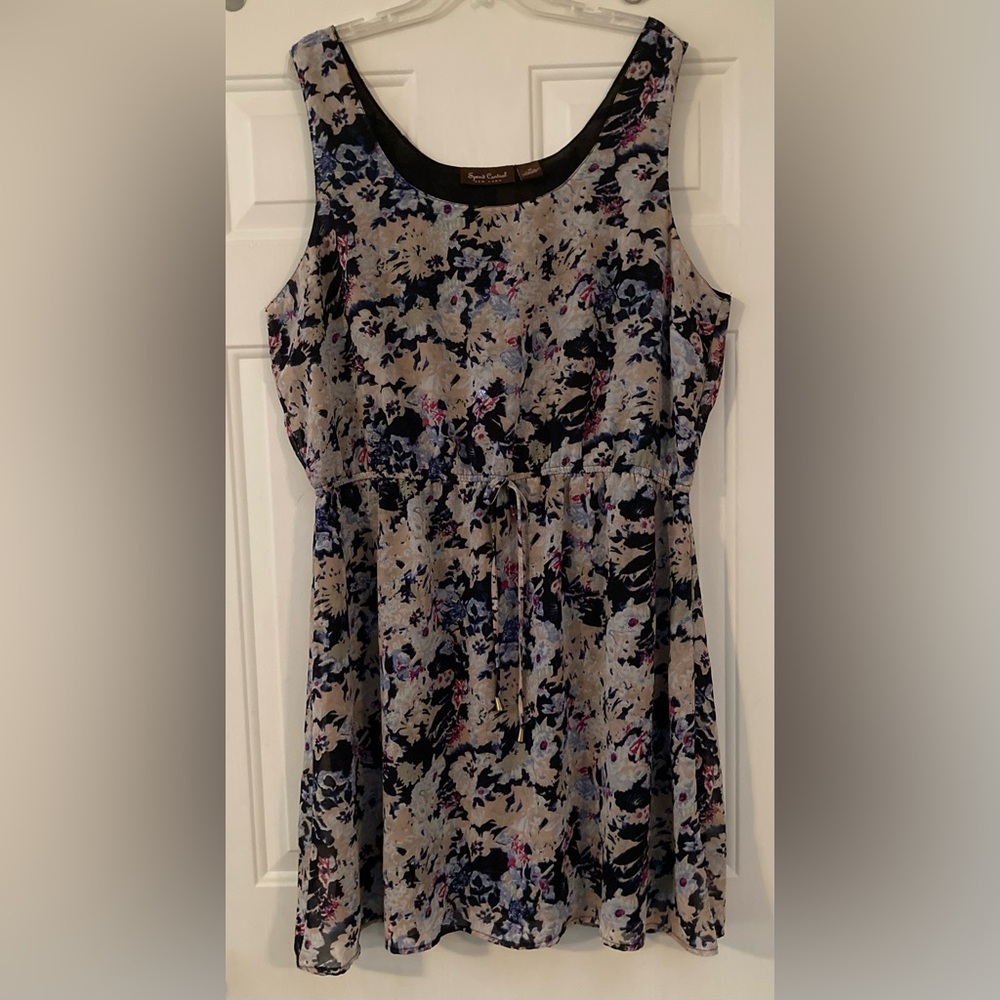 💫🌸💫Speed Control Floral Print  Sheer Fabric Lined Dress